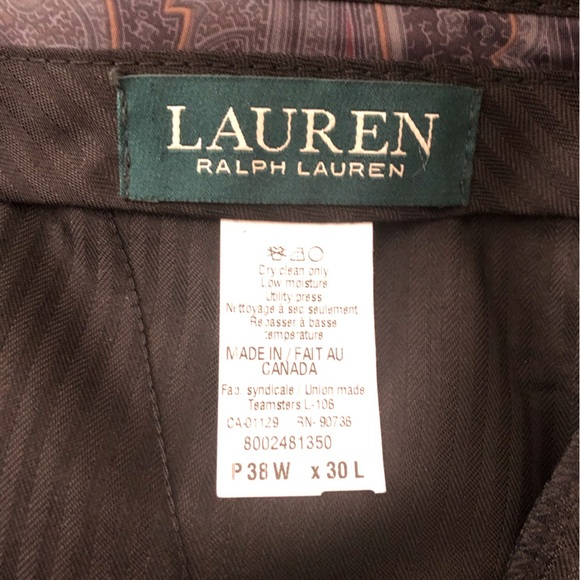 VTG Lauren Ralph Lauren Men's 40x28 Gray Wool Dress Pants Flat Front Union Made - Picture 4 of 5